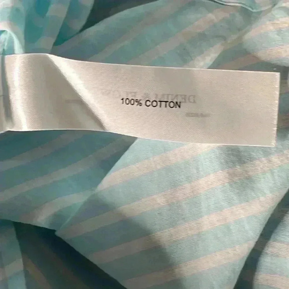 Denim & Flower Ricky Singh Light Blue White Striped Button Front Top Size S - Picture 7 of 8